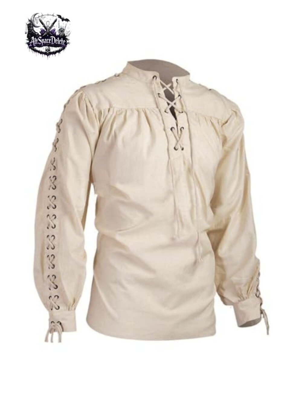 Mens Loose Linen Medieval Gothic Renaissance Shirt Long Sleeve Pirate Costume